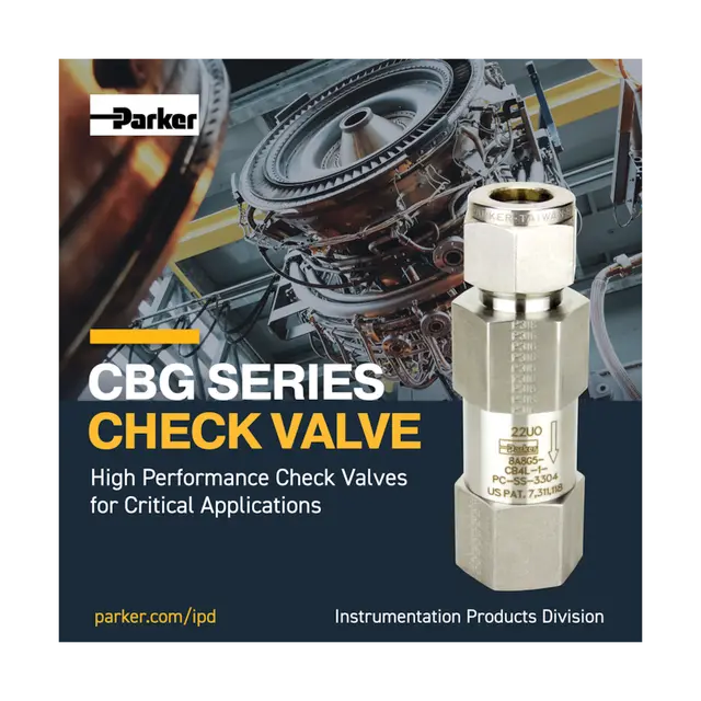 Parker CBG Series Check Valves for High Performance in Critical Applications