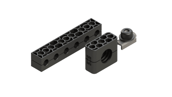 Tube clamps made of fire-retardant materials